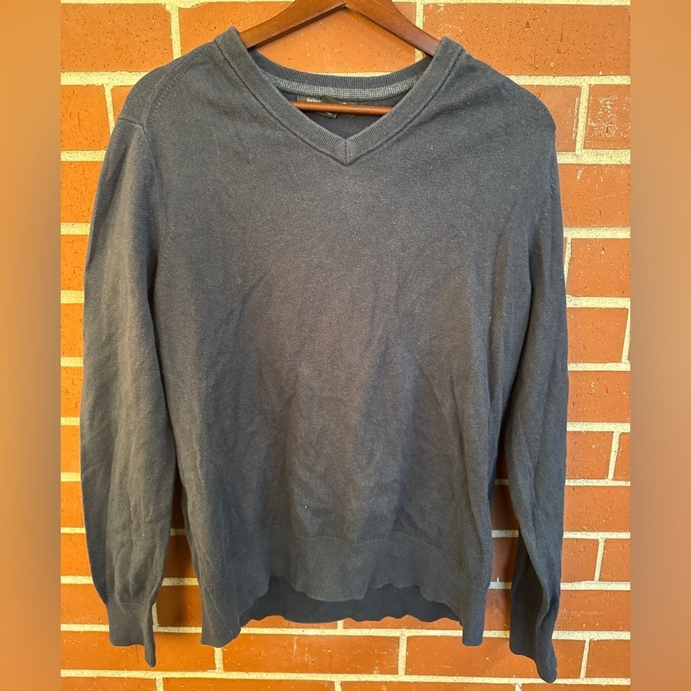 Banana Republic Cotton Cashmere V-Neck Sweater Charcoal Gray Men’s Medium